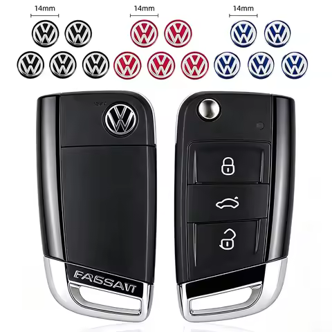 5/10Pcs 14mm Aluminum Car Key Logo Sticker Emblem Auto Accessories For VW Golf Tiguan T-Roc Polo Pas