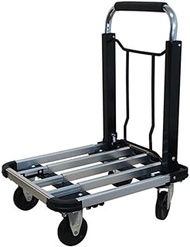 ZOUJUN Mute flatbed trolley (Mini) Folding Multi-Cart/Hand Truck/Platform Cart/Telescoping Frame/150KG Load Capacity, Black