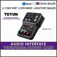 TEYUN Q12 USB Audio Interface + 48V Phantom Power with 3.55m Microphone Jack, 2i2 Audio Interface