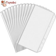 TOPABCME 6Pcs 6-Hole Binder Pockets, Transparent PVC Zipper Binder Pouches, Waterproof Receipt Bag A