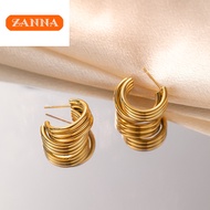 18k saudi gold earrings pawnable legit Bend Earrings Hypoallergenic non fading suspension for women