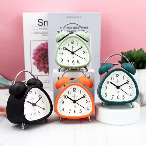 Loud Alarm Clock For Bedroom With Nightlight Function Metal Bell Battery Powered Battery Alarm Clock