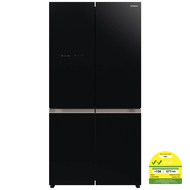 HITACHI R-WB700VMS2-GBK 645L 4 DOOR FRENCH BOTTOM FREEZER FRIDGE GLASS BLACK 2 TICKS W900xH1840xD740MM