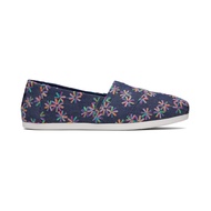 TOMS รองเท้าลำลองผู้หญิง สลิปออน รุ่น Alpargata Navy Multi Embroidered Floral (CC) รองเท้าลิขสิทธิ์แ