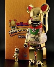 全新BE@RBRICK 招き猫 小判 開運 金メッキ 100％ & 400％
