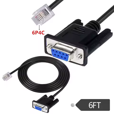 1pc 6FT DB9 Female RS232 to RJ11 6P4C Serial Console Adapter Cable for APC AP7800 AP7900 RS232 940-0
