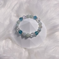 Jadeite + Blue Fluorite + 5 Element Quartz Crystal Bracelet