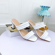 Dép/ Guốc cao gót kiểu 5p quai phồng kép kẻ viền chỉ xinh G25