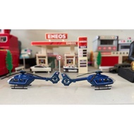 Set Of 2 With Majorette Diecast Airplane Model Helicopter Urocopter EC-145 Blue Length 120 Mm.