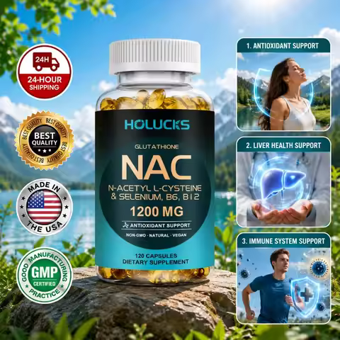 Holucks Advanced NAC Supplement, with 1200mg N-Acetyl L-Cysteine, Support Detoxification, Sleep & Re