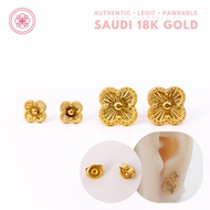 COD ♧COD PAWNABLE 18k Earrings Legit Original Pure Saudi Gold Clover Flower Stud Earrings✦