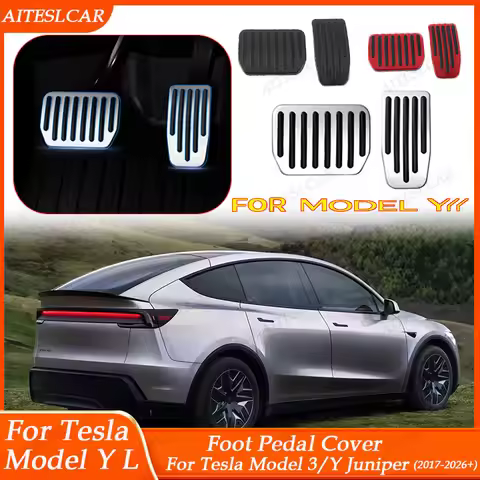 For Tesla Performance Pedal Pads Cover Foot Aluminum Non-Slip Pedals For Model Y L 2026 Model Y Juni