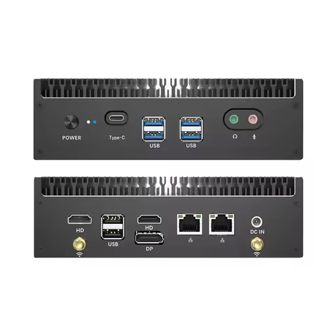 Fanless Mini PC 12th 13th Intel Core i7 1355U 1255U 2xDDR4 2xM.2 NVME SSD Windows10/11 WiFi6 Type-C 
