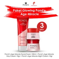 Paket Ponds / Ponds Age Miracle 3pcs - Glowing - Penuaan Dini - (Facial Foam 100ml + Day Cream 10gr
