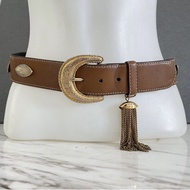 Escada by Margaretha Ley Brown &amp; Gold Western Tassle Leather Belt