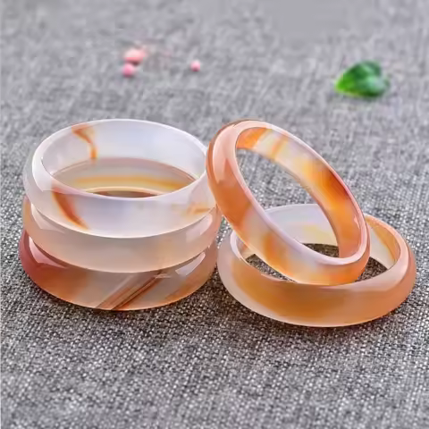 Natural Madagascar ice seed flower chalcedony bracelet original color red agate jade bracelet bangle