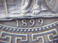 英國貿易銀幣-1899年(大清光緒廿五年)英國不列顛尼亞女神(Britannia)手持國盾遠洋艦壹圓(Silver Trade Dollar)貿易大銀幣(俗稱站洋,有驗銀字戳)