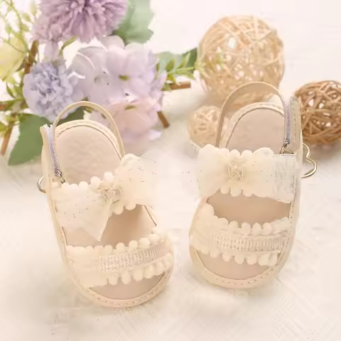 Baby Girl Sandals 0-12 Months Summer First Walkers Soft Sole Bow Cute Comfortable
