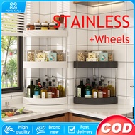 2-5Layer Stainless Kitchen Organizer Shelf with Wheels Kitchen Rack Storage with Rollers Storage