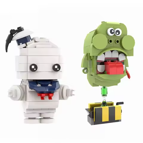 LEQUMOC Classic Movie 1984 Ghostbustersed Slimer White Ghost Action Figures Model Building Blocks To
