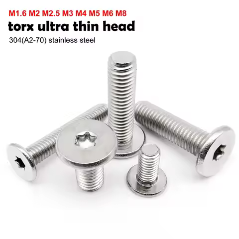 CM M1.6 M2 M2.5 M3 M4 M5 M6 M8 L=3-50mm 304 A2 Stainless Steel Torx Six Lobe Ultra Thin Low Ultrathi