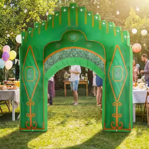 10ft Inflatable Green Emerald Castle Arch with LED Lights