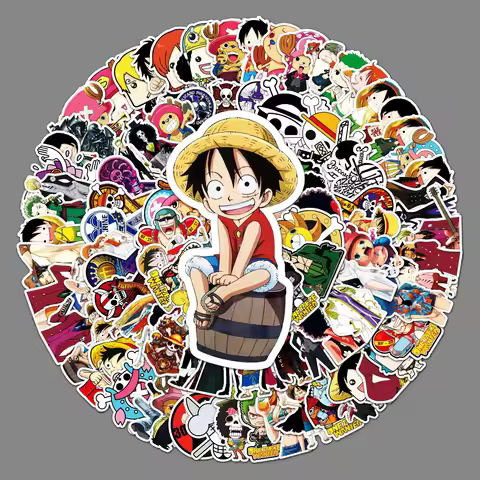 106PCS One Piece Stickers Anime Cartoon DIY Luggage Skateboard Decal for Kids