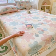【100%cotton】Fitted Bedsheet Single / Super Single/Queen / King/super King Size Bedsheet Dormitory Bed Cadar Pillowcase Mattress Protector