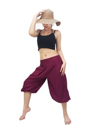 人造絲褲子褲子純色女褲四分之四慢跑褲熱褲