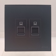 SIMON E6 BLACK DOFF MATT BLACK OUTLET DATA/ DATA OUTLET (TWIN DATA CAT 6)