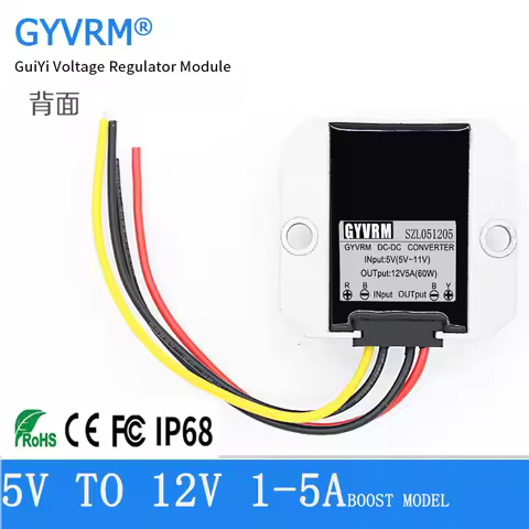 GYVRM 5V to 12V Step-up DC DC Converter 5-11V to 12V Boost Model 6V to 12V 1A 2A 3A 4A 5A 60W Boost 