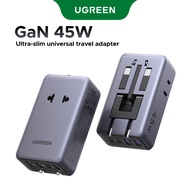 UGREEN PD 45W Universal Travel Adapter EU/UK/US/AU Plug Ultra-Thin Design Smaller GaN Foldable Plug 