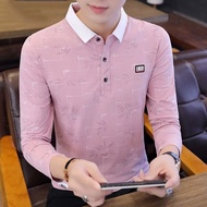 Suikone เสื้อยืดผู้ชายแขนยาวเสื้อโปโล-เสื้อลำลองธุรกิจ-เสื้อวินเทจชาย