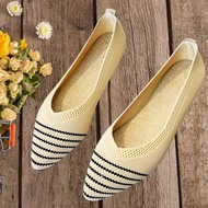 Cocoon Women's E Casual Vivaia-Inspired Knitted Doll Shoes With Stripes Design Comfortable Slip