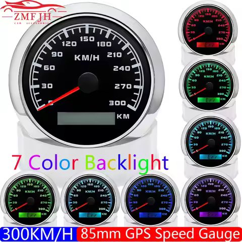 300KM/H 85MM GPS Speedometer Waterproof 7 Color Backlight Odometer Speed Gauge GPS Antenna For Mairn
