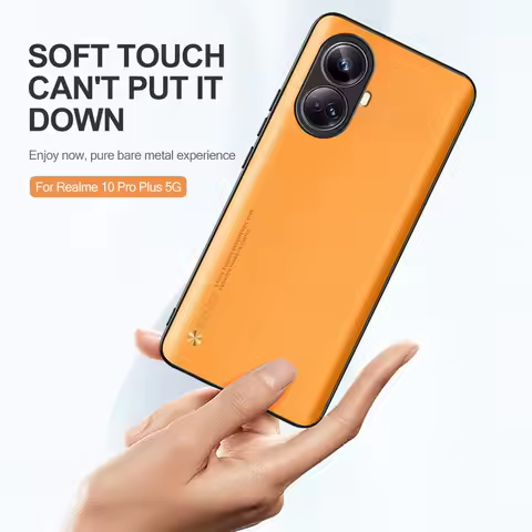 For Realme 10 Pro Plus Case Plain Skin Leather Cover On Realme10 10Pro Realmy 10Pro+ 5G Camera Prote
