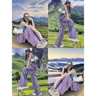 Seluar Perempuan Straight Cut Pants - Purple High-Waist Casual Outdoor Hiking Quick-Dry Sport Pants