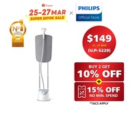 PHILIPS Easy Touch Stand Garment Steamer - GC487/86, 1800W, StyleMat, Compact Design