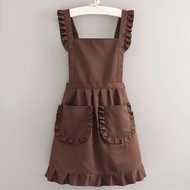【Durable & Cute Design】Work Apron For Kitchen/Nail Salon/Home Cooking Korean Style Maid Casual Dress