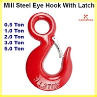 Crane Hoisting Mill Steel Hook Lift Big Eye Hook with Latch Safety Hook 红钢勾