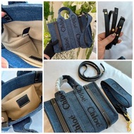 2️⃣星期到貨‼️🆕 人氣袋款 | Chloe Woody Tote Bag (牛仔面料拼接牛皮）