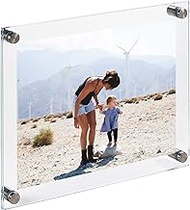 Tempered Glass Floating Picture Frame 11 x 14 Inch (Perfect Frame for Certificate, Diploma, Degree, Photo, Art) - Wall Mount or Hang (Full Frame Size 12 x 15)