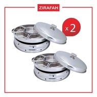 2Sets Stainless Steel Dome Chafing Dish with High Stand 56cm x 56cm x 23cm