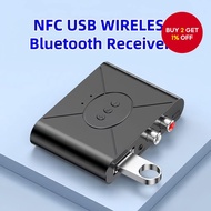 NFC Bluetooth Receiver with 3.5mm AUX Jack, A2DP HiFi Wireless Bluetooth 5.3 Adapter for Car USB Pla