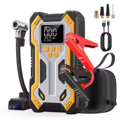Car Jump Starter With Air Compressor LCD Screen 26800mAh Portable Booster Charger 6000A Powerful Car