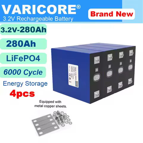 4x VariCore 3.2V 280Ah lifepo4 Rechargeable battery for 12v 24v Golf cart Electric car RV Solar Ener