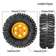 4Pcs 55MmHighly Recommended  Metal Beadlock Wheel Rim Rubber Tire Set For FCX24M Camel Cup 1/24 RC C