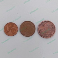 Paket Uang Koin Set Mini 1 2 5 Cent Euro Negara Acak