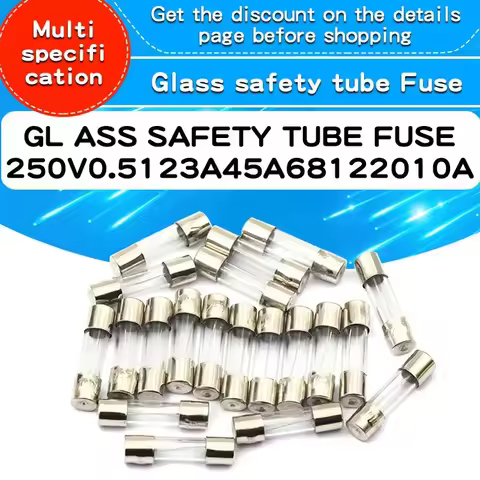 20pcs Glass Tube Fuse 5x20MM 5A 6A 6.3A 7A 8A 10A 12A 15A 20A 30A 250V Fast Blow Fuses Fusibles