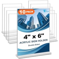 EHWINE Acrylic Sign Holder 8.5 x 11, 10 Pack Double-Sided Stand up Table Top Sign Holders, Clear Acr